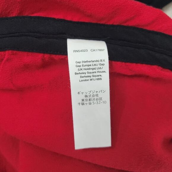 Gap Red Sleeveless Top Black Trim Tie Back Casual Blouse XS - Picture 6 of 7